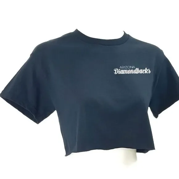 Arizona Diamondbacks Double Script MLB "Cropped" Crop Top Baseball Jersey Tee - Picture 2 of 6